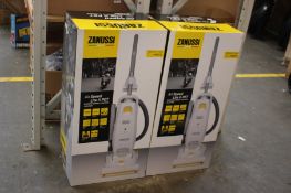 Two boxed as new Zanussi Air Speed Lite II PET (Bagged Upright Vacuum Cleaners).