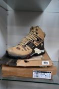 A pair of men's boxed as new Salomon Quest 4 GTX Hiking Boots - Kelp/Wren/Bleached Sand (UK 8.5, box