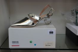 A pair of 60mm Low Perspex Heel Leather Pointed Pumps W/Bead in Silver/Pearl/Clear (Possibly pre-