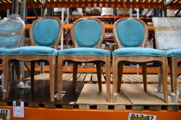 Five antique style French style dining chairs.