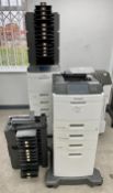 SOLD FOR PARTS: A pre-owned Lexmark M5170 A4 Mono Laser Printer with four extra paper feed trays and