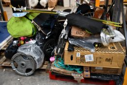 A quantity of sports and leisure equipment.