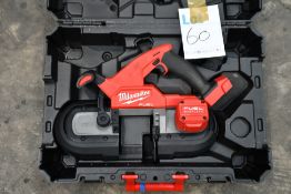 A boxed Milwaukee compact bandsaw M18FB585 (Battery not included).