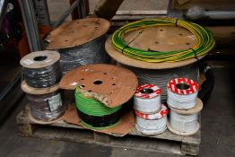 A quantity of assorted spools of wire/cables (Various sizes)