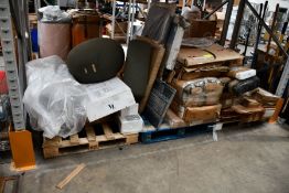 Three pallets of flat packed furniture and related items (BCVA do not guarantee items to be complete