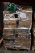 A pallet of assorted miscellaneous items to include buttons, acrylic straws and Amazon basics book s