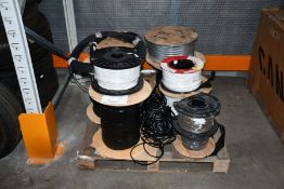 A quantity of assorted spools of wire/cables (Various sizes)