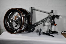A boxed Canyon Aeroad CF SL 8 Disc road bike