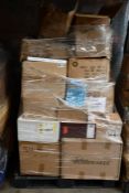A pallet of assorted miscellaneous items to include acrylic straws, ice cube trays and sandals