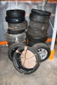 A quantity of new and pre-owned tyres and steel/alloy wheels