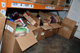 Six boxes of assorted miscellaneous items to include household, souvenirs and toys