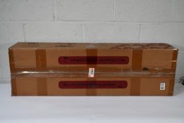A boxed economy, electric adjustable height desk white frame oak finish top (Untested)