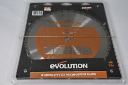 Two as new Evolution multi purpose saw blades 36T (355MM X 25.4MM)