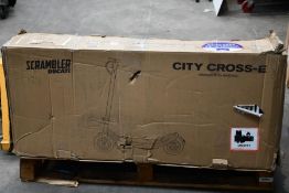 A pre-owned Ducati Scrambler Cross-E 500W Motor Electric Scooter, Yellow/Black, viewing advised