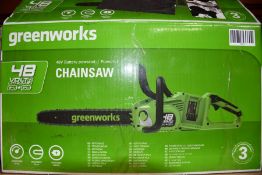 A Greenworks 48V Battery Powered Chainsaw GD24X2CS36K4x