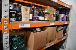A large quantity of assorted foods, beverages and related to include Olive Oil, Coffee and others