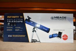 A boxed as new Meade Polaris 130 reflector telescope