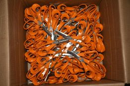 Approximately seventy five Fiskars Classic Kitchen Scissors, no packaging, some have some damage (Ov