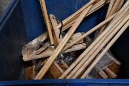 A quantity of as new outdoor wood bristle brushes and wood brush handles (Approximately 20 items)