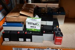 Twenty assorted batteries to include Eveready, Fulbat FB4L-B and others