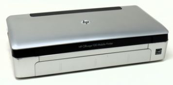 A pre-owned HP Officejet 100 Mobile Printer with power supply and USB cable.