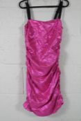 A women's as new Dole & Gabbana Ruched Glitter Mini Dress in pink. (40).