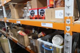 A quantity of off assorted food items to include Nespresso coffee capsules and Nescafe coffee and he