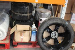 Miscellaneous auto parts/accessories to include wheels and antifreeze.