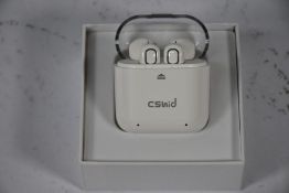 A quantity of wireless headphones in charging cases (Approximately 110 items).