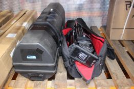 Three pre-owned tripods (A Satchler DV 12-22 and two Manfrotto 1051BAC)