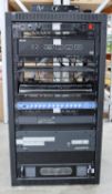 COLLECTION ONLY: A pre-owned cabinet of AV equipment to include: 1 x Samson Powerbrite PB10 Power Di