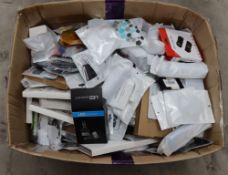 COLLECTION ONLY: A box of assorted as new small electrical items and accessories.