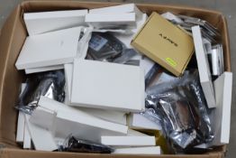 COLLECTION ONLY: A box of assorted as new small electrical items and accessories.