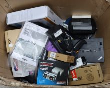 COLLECTION ONLY: A box of assorted as new and pre-owned electrical items and accessories (All items
