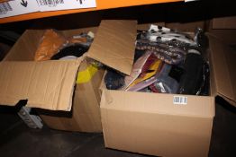 Two boxes of as new clothing and related items to include jumpers, shirts and crop dress (Approx. 60