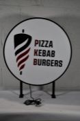 A light sign for a Kebab shop, 70 x 70cm