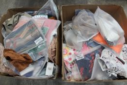 Two boxes of miscellaneous mainly as new clothing (100+ items).