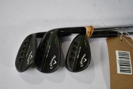 Three pre-owned Callaway MD3 Milled S.Grind Golf Clubs (RH, 56/10, 50/10 and 60/9).