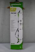 An as new Greenworks 24v Adjustable Pole Saw with Battery and Charger