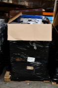 A pallet of return items to include Tripods, computer keyboards and tablet cases (Viewing advised)