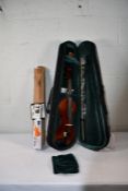 An as new Pimavera VF014 4/4 Full Size Violin with a Music Stand, Tuner, Spare Strings and Violin Sh
