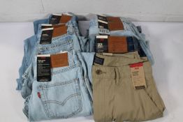 Eight pairs of assorted as new Levi's jeans/shorts to include 501 '90s and Baggy Dad.