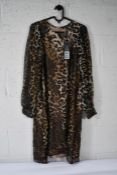 An as new Luisa Cerano Leopard Silk Chiffon Dress Brown, Size 38, 728159/2492