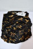 An as new Ganni silk stretch mini dress in black and wild horse print (Size 42).