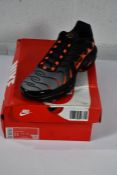 A pair of as new Nike Air Max Plus Tuned 1 in Black/Black Team Orange, Size UK 10