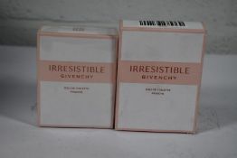 Four bottles of Givenchy Irresistible eau de toilette Fraiche, 3x 50ml bottles and 1x 80ml bottle, t