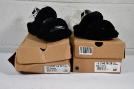 Two pairs of women's as new UGG Oh Yeah Slippers in black (UK 3 and 6).