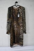 An as new Luisa Cerano Leopard Silk Chiffon Dress Brown, Size 34, 728159/2492