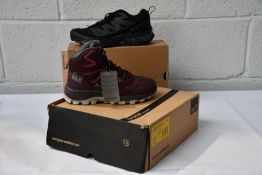 A pair of boxed Salomon XT - 6 Expanse Black/Ebony/Magnet outdoor shoes (Size UK 6) and a pair of bo