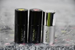 Fifty Semilac UV Hybrid Diamond Sparkle no wipe top coat for gel nails quick drying (50 x 7ml), twen